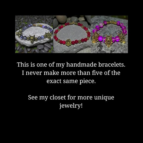 Cerberus Triple Wolf Bracelet With  Rainbow Crystal Beads.  Greek myth jewelry. - Picture 6 of 6